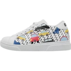 Resim Unisex Çocuk Vegan Deri Beyaz Sneakers - Just Go Somewhere Tasarım 