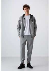 Resim Tommy Life Gri Melanj Pamuklu Kalın Yumuşak Dokulu Comfort Fit Baskılı Erkek Eşofman Takım - 85236 GRİ MELANJ 