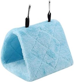 Resim Vogelnest Kuschelhütte Weiche Plüsch Hängematte Hängendes Käfig Zelt für Vögel Papagei Winter Warmes Bett Haustier Spielzeug(M-Blau) 