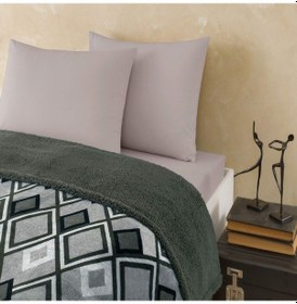 Resim Taç Harlow Çift Kişilik Battaniyeli Çarşaf Seti Gri Mavi 