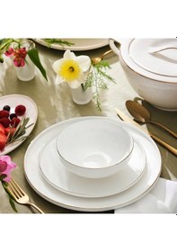 Resim Emsan Freya Gold 60 Parça Fıne Bone Yemek Takımı Beyaz - Gold 