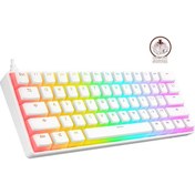 Resim Rampage Kb-r135 Parvus Beyaz Type-c Bağlantılı Rgb Puding Tuşlu Red Switch Us Gaming Oyuncu Klavyesi 