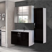 Resim Trio Modül Asmira Banyo Dolabı - 80 cm - 3'lü Set - Siyah 