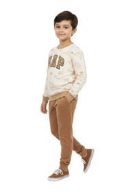 Resim Baglan Erkek Çocuk Önü Baskılı Sweatshirt Ve Eşofman Alt Takım Bgl-st05251 Camel 