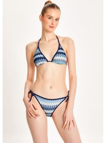 Resim Too Salty Swimwear Kadın Lacivert Dantelli Yandan Bağlamalı Üçgen Bikini Takımı 24s117st Renkli 