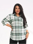 Resim Danelııa Kadın Pamuklu Ekose Gömlek Sonbahar Büyük Bedenler 415114656 Yeşil 