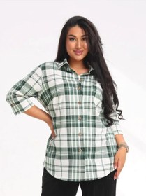 Resim Danelııa Kadın Pamuklu Ekose Gömlek Sonbahar Büyük Bedenler 415114656 Yeşil 