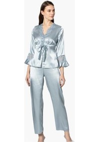 Resim Pierre Cardin 6'Lı Uzun Gecelik Sabahlık Set 6025 Mist Rengi (546534717) 