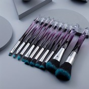 Resim 10 adet Kristal Saplı Profesyonel Pudra Yüz Fondöten Göz Farı Kaş Dudak Makyajı İçin Ideal Makyaj Başlangıç ​​Sanatçısı İçin Makyaj Fırçaları Seti 