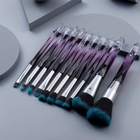 Resim 10 adet Kristal Saplı Profesyonel Pudra Yüz Fondöten Göz Farı Kaş Dudak Makyajı İçin Ideal Makyaj Başlangıç ​​Sanatçısı İçin Makyaj Fırçaları Seti 