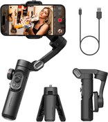 Resim AOCHUAN iPhone 15/14/13 Pro Max Android için 3 Eksenli Gimbal Sabitleyici, Dolgu Işığı ile Katlanabilir 
