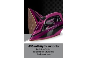 Resim Goldmaster Airjet Buharlı Ütü 2400 Watt Mor Seramik Tabanlı Damlama Önleyici 430 ml 
