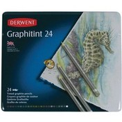 Resim Derwent Graphitint Suda Çözünebilen Renkli Çizim Kalem Seti Teneke Kutu 24 Renk 