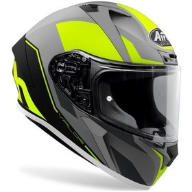 Resim Airoh Valor Wings Kapalı Motosiklet Kaskı Neon Sarı Gri 