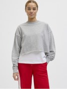 Resim Kadin Bisiklet Yaka Sweatshirt - Caia - 12253287 Light Grey Melange 