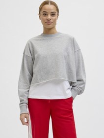 Resim Kadin Bisiklet Yaka Sweatshirt - Caia - 12253287 Light Grey Melange 