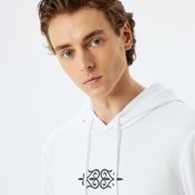 Resim Kapşonlu Pamuklu Baskılı Sweatshirt 