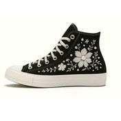 Resim LİASSHOES Limited edition dantel inci görünümlü papatya baskılı temalı kanvas baskılı Kadın Spor ayakkabı 