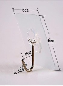 Resim Allmart 5 Adet 6x6cm Şeffaf Güçlü Kendinden Yapışkanlı Kapı Duvar Askıları Ağır Yük Taşıma 