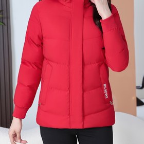 Resim Kadınlar İçin Kışlık Kalınlaştırılmış Ceket - Kapüşonlu Fermuarlı, Kabartmalı Kol ve Bel Bandı Detaylı Maroon Renkli Outdoor Spor ve Soğuk Hava Koşulları İçin 