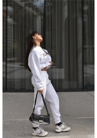 Resim Ellore Australia Eşofman Takımı Sweatshirt Jogger - Beyaz Baskılı Oversize Şardonlu Bisiklet Yaka Beyaz 