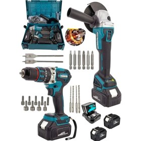 Resim SCHUTZENGER Italy V980 20AH Şarjlı Spral Taşlama Demir Kesme Makinesi 13M Darbeli Matkap Vidalama Çelik Mandren 