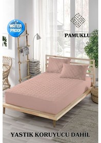 Resim Mona Verde Alez Takımı Sıvı Geçirmez 3 Parça %100 Pamuk Kapitoneli MNVAKAPFIT00 Pembe 