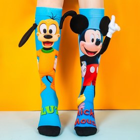 Resim Çocuklar için sevimli Pluto ve Mickey Mouse diz boyu çoraplar - Şık çizgi film tasarımı ile "Şanslı" metni, partiler, okula dönüş ve günlük giyim için mükemmel, Çocuklar için parti çorapları | Çizgi karakter çorapları | Dayanıklı çocuk çorapları, Sevimli çoraplar 