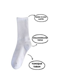 Resim 6'lı Beyaz Tenis Düz Çorap Beyaz 