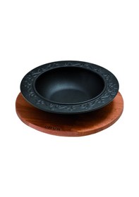 Resim Lava Döküm Yuvarlak Çorba Kasesi Kayın Servis Ahşabı. Çap(Ø)19cm. 