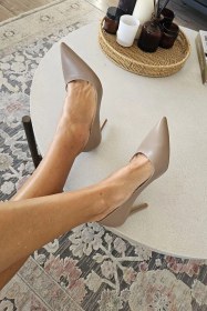 Resim 10 1814 Topukla Kadın İnce Topuklu Stiletto Ayakkabı Vizon 