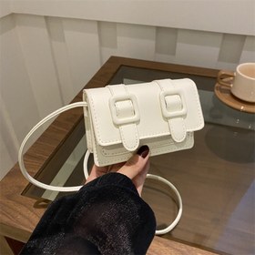 Resim Kadınlar İçin Şık Mini Çapraz Çanta - Ayarlanabilir Askılı, Kare Kapaklı ve Tokalı, Suni Deri, Beyaz/Pembe/Yeşil/Siyah Renklerde Mevcut, Küçük Çapraz Çanta 