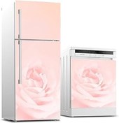 Resim NETWORK ART Buzdolabı Ve Bulaşık Makinası Beyaz Eşya Sticker Kaplama Pembe Gül 