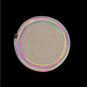 Resim Marsilyan- Decohandy 39CM Neon Renkli Şeritli Jüt Örme Supla Amerikan Servis 