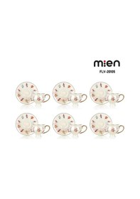 Resim Mien 6 Kişilik Sedefli Lüster Fincan Takımı Işıltılı Ve Zarif Tasarım Beyaz 