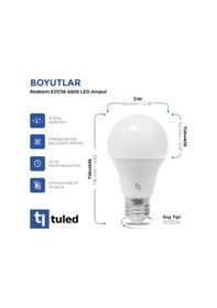 Resim Redeem A60S E27 Led Ampul, Titreşimsiz, Göz Konforu, 546 Lümen, Ilık Beyaz, 3000 Kelvin 