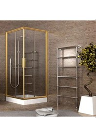 Resim Blackline Gold Altın Sarısı Duşakabin Sarı 5Mm Temperli Cam H:190 80 x 100 CM 