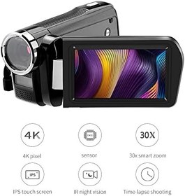 Resim Dijital Video Kamera 4 K Kamera DV 48MP Dijital Zoom 30X IR Gece Görüş Dokunmatik Ekran 3.0 “Pil ile, Uzaktan Kumanda, Taşıma çantası 