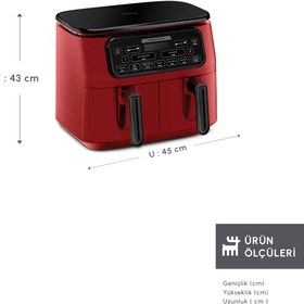 Resim Karaca Air Pro Cook Duo Köz Xxxl 4+4 Litre Airfryer Ruby 8 Kişilik 