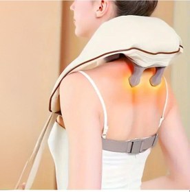 Resim Buffer Elektrikli Boyun Ve Sırt Masaj Aleti Kablosuz Boyun Ve Omuz Yoğurma Masaj Yastığı Açık Bej 
