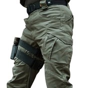 Resim Erkekler için Çoklu Cepli Taktiksel Kargo Pantolonları - Dayanıklı, Gevşek Kesim Tüm Mevsimler İçin Dış Mekan İş Pantolonu, Siyah, Polyester, Düz Bacak Tasarımı, Yürüyüş ve Günlük Giyim İçin İdeal, Yürüyüş Pantolonları 