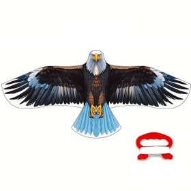 Resim 1pc Devasa Gerçekçi Kartal Uçurtma - Dayanıklı Polyester Lif, Outdoor Spor Eğlencesi, Başlangıç Düzeyi Dostu, Mavi, Kulplu, 2-5 Rüzgar Seviyesi İçin Uygun 