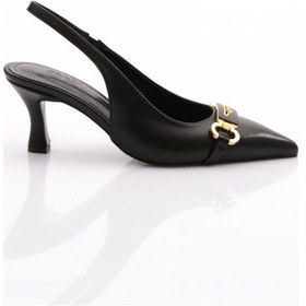 Resim Dgn 2089 Kadin Arkasi Açik Topuklu Ayakkabi 2089-2446-R1534 Siyah 