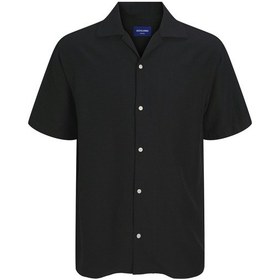 Resim Jack Jones Erkek Kısa Kollu Viskon Gömlek 12271115 Siyah 
