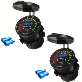 Resim Xuweiwei Qc3.0 Pd3.0 Usb Çift Arayüzlü Hızlı Şarj Cihazı İki Paket Renkli Voltmetre Otomobil Tekne Kamyon Motosiklet 
