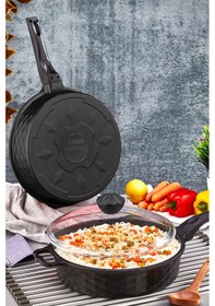 Resim Polochef Derin Döküm Granit Yardımcı Kulplu Tava 28 Cm Siyah 