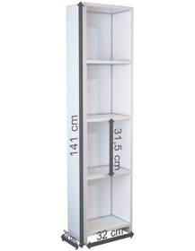 Resim Abetemobilya 4 Raflı Beyaz Kitaplık 