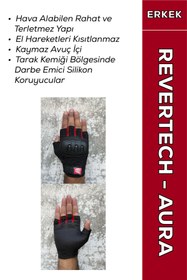Resim MOTOKIT Revertech Aura Kırmızı / Yarım Parmak - Kaymaz Avuç İçi Özellikli Motosiklet Eldiveni (Erkek) 