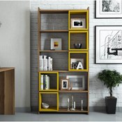 Resim Variant Mobilya Box Çalışma Masası Ve Kitaplık Takımı - Ceviz / Sarı 