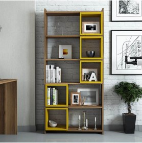Resim Variant Mobilya Box Çalışma Masası Ve Kitaplık Takımı - Ceviz / Sarı 